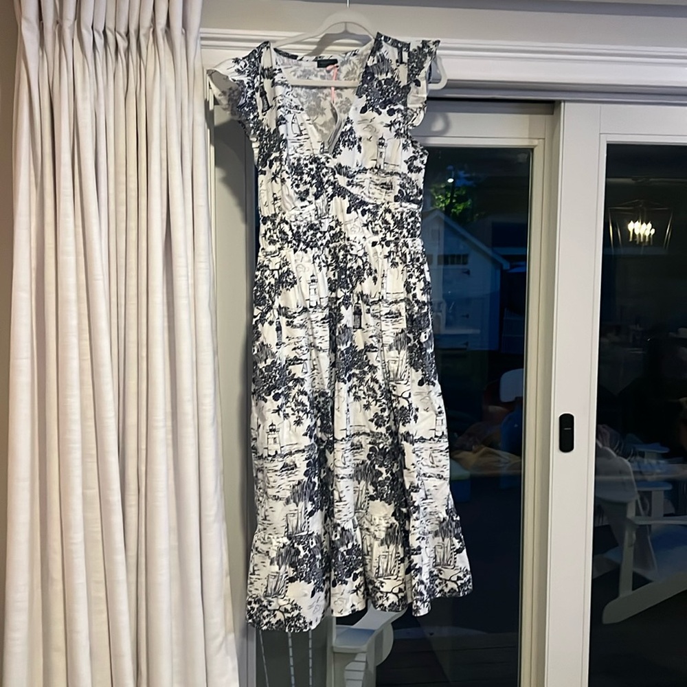 VINEYARD VINES POPLIN FLUTTER MIDI DRESS SIZE M